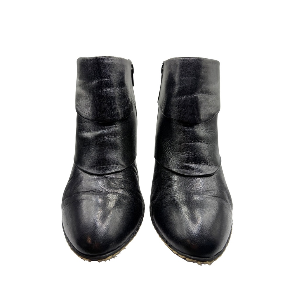 Eurosoft by Soffit Black Leather Draped Ankle Boots Side Zip‎ Heel Womens 8M